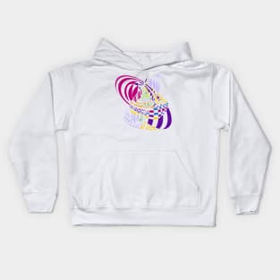 Algorithmic Art Pendulum | Harmonic Motion Pattern Checkered Neon Pink Yellow Purple White Kids Hoodie